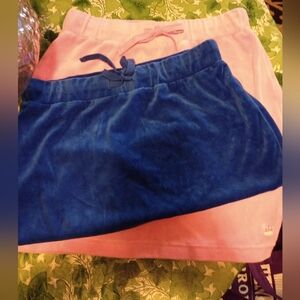 Vintage Y2K Juicy Couture Blue and Pink Velour Mini Skirts Size Medium